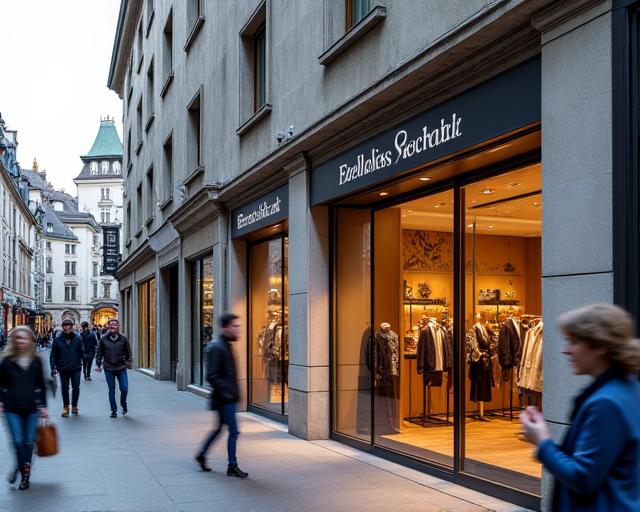 Elegante Fassade des Edelweiss Schritt Geschäfts